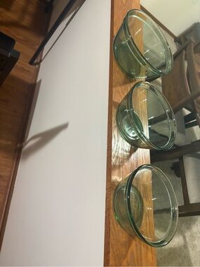 Anchor Hocking Clear Green Glass Mixing Bowls - Set of 3
